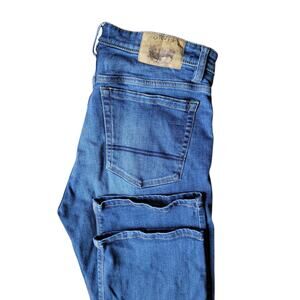 Orvis Five Pocket Men's Jeans 33x32 Blue Straight Stretch Denim Made in Colombia